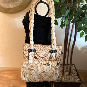 Beautiful boho cloth and wicker purse